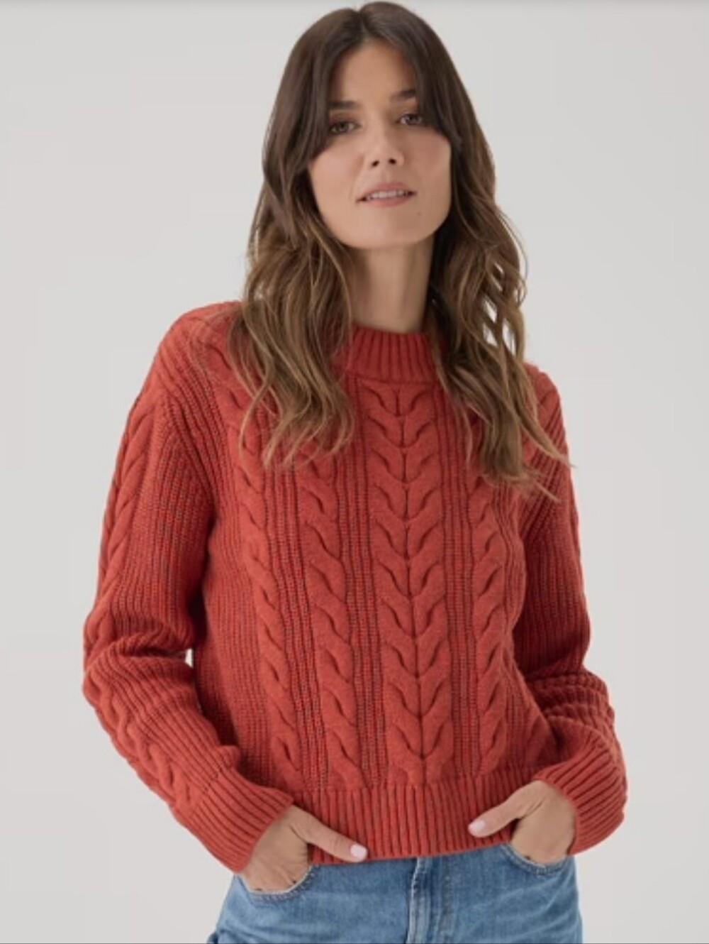 Pact Sweater Cable Knit Tandoori Rust Orange Chunky Size Medium NWOT